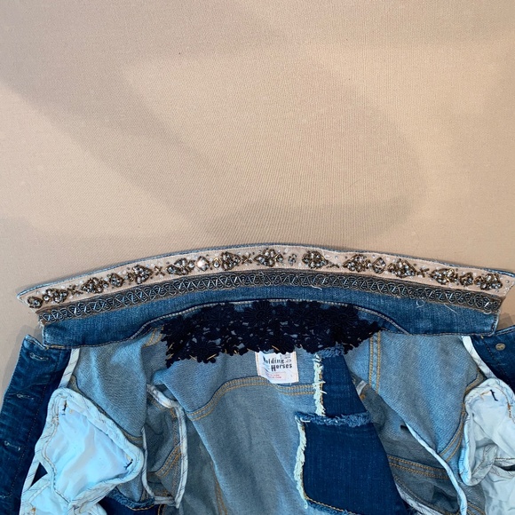Anthropologie Holding Horses Embellished Beaded Denim Jacket Sz S - Picture 11 of 14